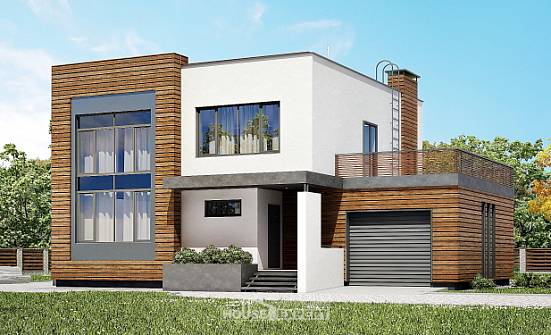 220-003-П Проект двухэтажного дома, гараж, средний домик из поризованных блоков Курск | Проекты домов от House Expert