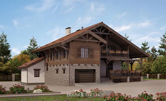 255-002-Л Проект двухэтажного дома мансардой и гаражом, классический коттедж из арболита Курск | Проекты домов от House Expert