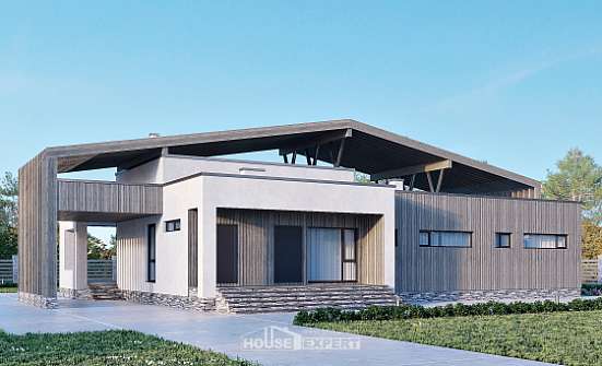 170-011-Л Проект одноэтажного дома, современный домик из кирпича Курчатов | Проекты домов от House Expert