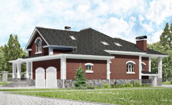 600-001-П Проект трехэтажного дома с мансардой, гараж, просторный загородный дом из газосиликатных блоков Железногорск | Проекты домов от House Expert