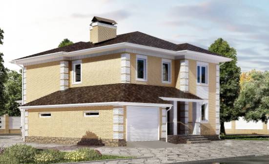 220-006-Л Проект двухэтажного дома, гараж, уютный загородный дом из поризованных блоков Железногорск | Проекты домов от House Expert