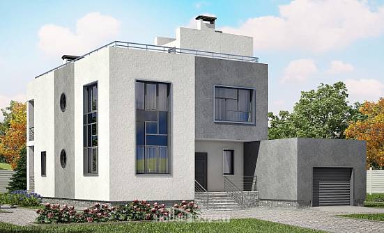255-001-П Проект двухэтажного дома и гаражом, классический домик из теплоблока Щигры | Проекты домов от House Expert