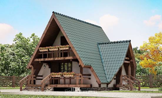 070-003-П Проект двухэтажного дома с мансардой, компактный коттедж из дерева Железногорск | Проекты домов от House Expert