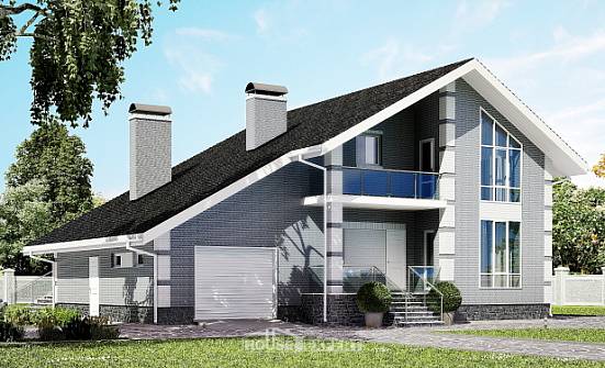 190-006-Л Проект двухэтажного дома мансардный этаж, гараж, красивый дом из пеноблока Щигры | Проекты домов от House Expert