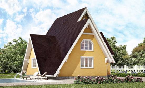 155-008-П Проект двухэтажного дома мансардный этаж, компактный коттедж из бревен Курчатов | Проекты домов от House Expert