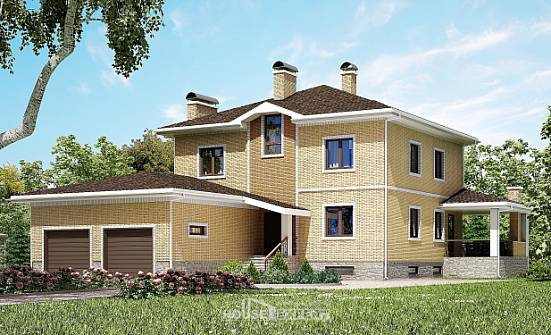 350-002-Л Проект трехэтажного дома, гараж, уютный дом из кирпича Курск | Проекты домов от House Expert