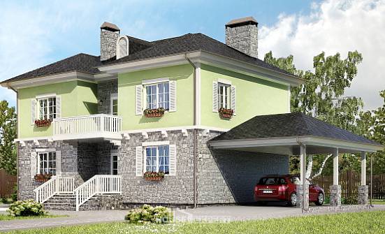 155-006-П Проект двухэтажного дома и гаражом, бюджетный загородный дом из теплоблока Щигры | Проекты домов от House Expert