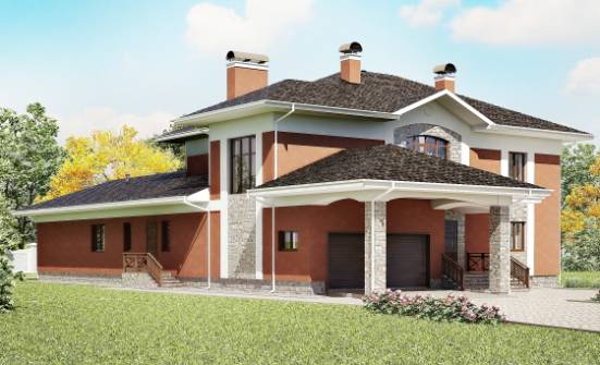 400-002-Л Проект двухэтажного дома и гаражом, огромный загородный дом из кирпича Курск | Проекты домов от House Expert