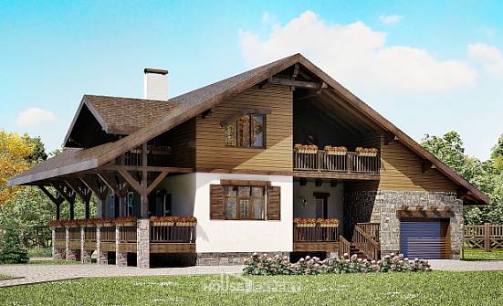 220-005-П Проект двухэтажного дома мансардой, гараж, классический домик из кирпича Щигры | Проекты домов от House Expert