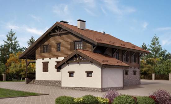 255-002-Л Проект двухэтажного дома мансардой и гаражом, классический коттедж из арболита Курск | Проекты домов от House Expert