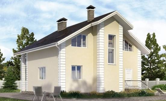 150-002-Л Проект двухэтажного дома с мансардой и гаражом, доступный загородный дом из газобетона Курчатов | Проекты домов от House Expert