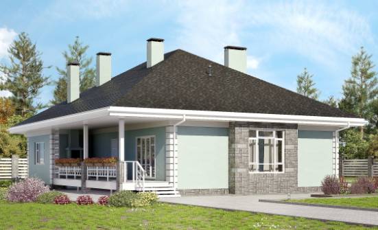 135-003-Л Проект одноэтажного дома, бюджетный загородный дом из арболита Курчатов | Проекты одноэтажных домов от House Expert
