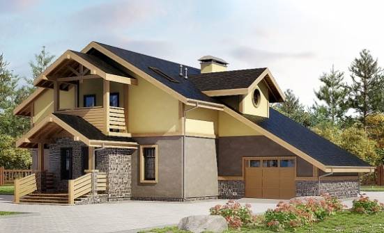 180-011-П Проект двухэтажного дома с мансардным этажом и гаражом, недорогой домик из керамзитобетонных блоков Щигры | Проекты домов от House Expert