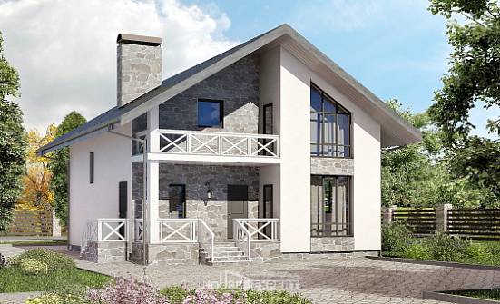 155-001-Л Проект двухэтажного дома мансардой и гаражом, простой дом из газосиликатных блоков Курск | Проекты домов от House Expert
