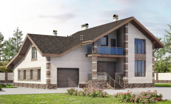 245-005-П Проект двухэтажного дома мансардой и гаражом, средний домик из газосиликатных блоков Курчатов | Проекты домов от House Expert