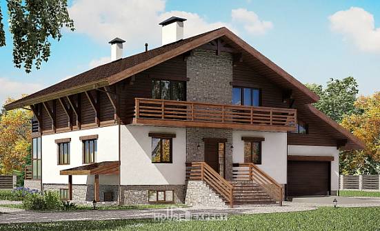 420-001-П Проект трехэтажного дома с мансардным этажом, гараж, просторный дом из кирпича Железногорск | Проекты домов от House Expert