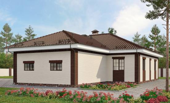 160-015-П Проект одноэтажного дома и гаражом, небольшой домик из теплоблока Курск | Проекты домов от House Expert