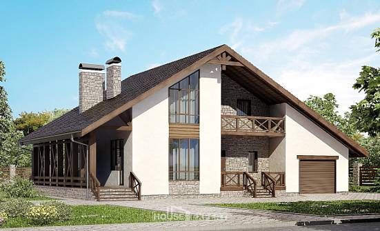 265-001-П Проект двухэтажного дома с мансардным этажом и гаражом, огромный дом из бризолита Железногорск | Проекты домов от House Expert