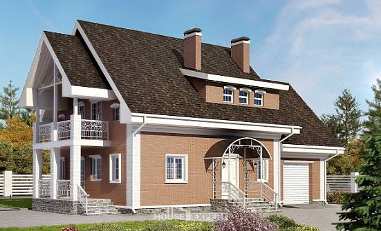 185-003-П Проект двухэтажного дома с мансардным этажом и гаражом, средний домик из бризолита Щигры | Проекты домов от House Expert