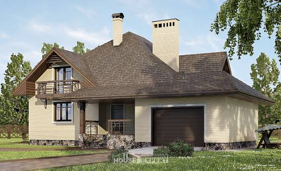 275-003-П Проект двухэтажного дома мансардой, гараж, большой домик из кирпича Курск | Проекты домов от House Expert