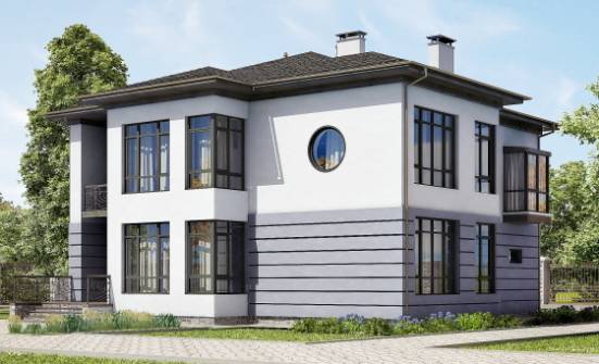 300-006-Л Проект двухэтажного дома и гаражом, красивый коттедж из кирпича Курск | Проекты домов от House Expert