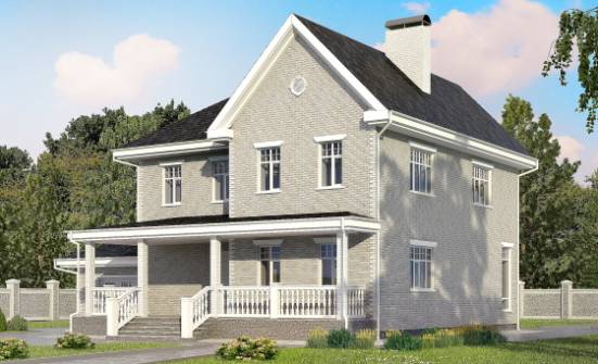 190-001-Л Проект двухэтажного дома и гаражом, уютный дом из кирпича Железногорск | Проекты домов от House Expert