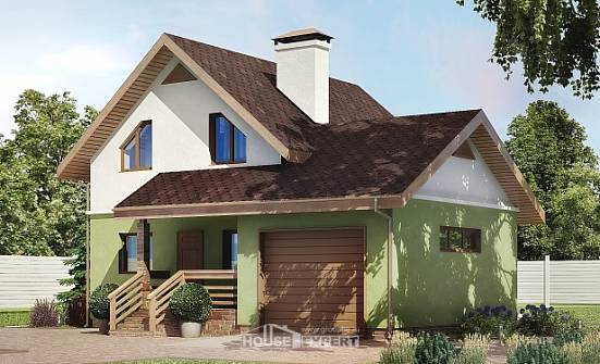 120-002-П Проект двухэтажного дома мансардой, гараж, доступный дом из поризованных блоков Щигры | Проекты домов от House Expert