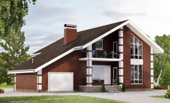 180-001-Л Проект двухэтажного дома мансардный этаж и гаражом, уютный загородный дом из бризолита Железногорск | Проекты домов от House Expert