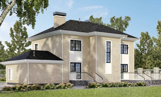 180-006-П Проект двухэтажного дома и гаражом, красивый коттедж из кирпича Курск | Проекты домов от House Expert
