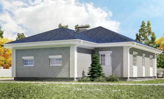 130-002-П Проект одноэтажного дома и гаражом, недорогой загородный дом из блока Курск | Проекты домов от House Expert