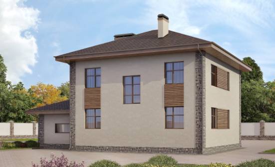 185-004-П Проект двухэтажного дома, гараж, уютный загородный дом из блока Курчатов | Проекты домов от House Expert