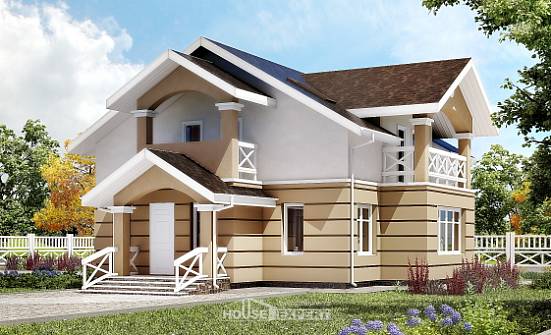 155-009-П Проект двухэтажного дома мансардой, компактный коттедж из твинблока Курск | Проекты домов от House Expert
