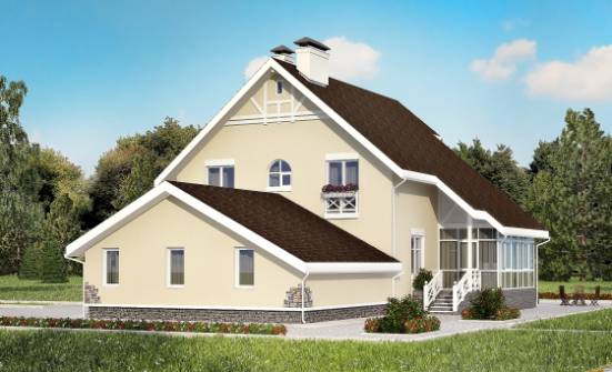 275-001-Л Проект двухэтажного дома с мансардой, гараж, огромный дом из кирпича Железногорск | Проекты домов от House Expert