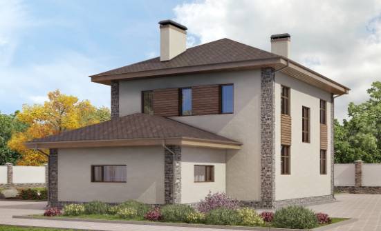185-004-П Проект двухэтажного дома, гараж, уютный загородный дом из блока Курчатов | Проекты домов от House Expert