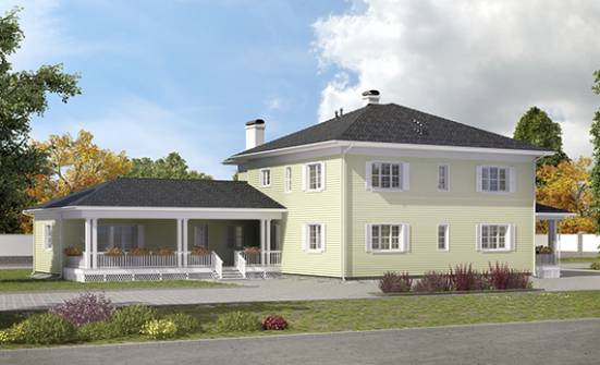 410-002-Л Проект двухэтажного дома и гаражом, большой домик из керамзитобетонных блоков Щигры | Проекты домов от House Expert
