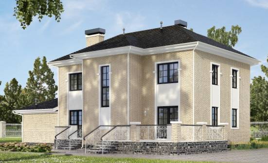 180-006-П Проект двухэтажного дома и гаражом, красивый коттедж из кирпича Курск | Проекты домов от House Expert