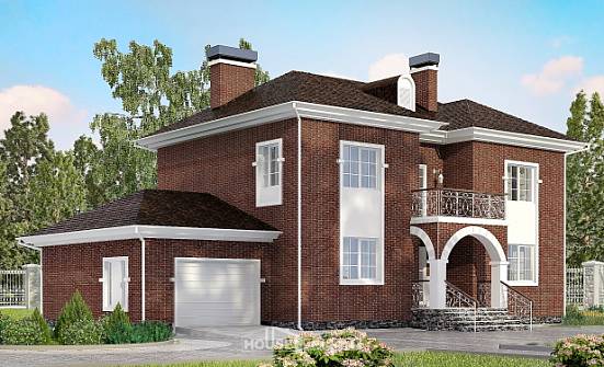 180-006-Л Проект двухэтажного дома, гараж, средний коттедж из кирпича Железногорск | Проекты домов от House Expert