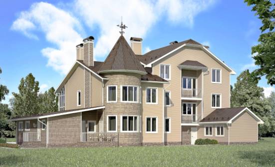 555-001-Л Проект трехэтажного дома с мансардой, гараж, классический загородный дом из керамзитобетонных блоков Железногорск | Проекты домов от House Expert