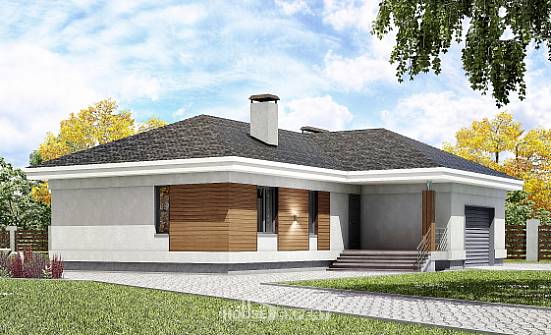 165-001-П Проект одноэтажного дома, гараж, классический дом из блока Курск | Проекты домов от House Expert