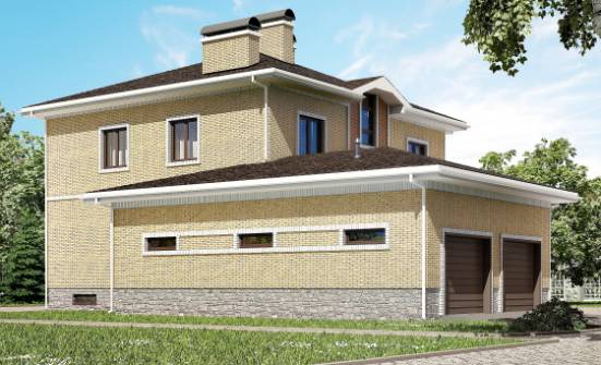 350-002-Л Проект трехэтажного дома, гараж, уютный дом из кирпича Курск | Проекты домов от House Expert