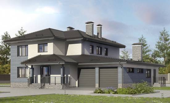 340-005-П Проект двухэтажного дома, гараж, классический дом из теплоблока Щигры | Проекты домов от House Expert