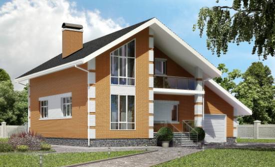 190-006-П Проект двухэтажного дома с мансардой, гараж, современный дом из керамзитобетонных блоков Курчатов | Проекты домов от House Expert