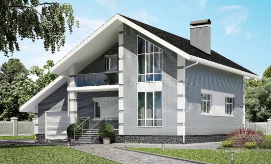 190-006-Л Проект двухэтажного дома мансардный этаж, гараж, красивый дом из пеноблока Щигры | Проекты домов от House Expert