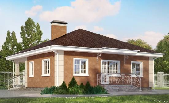 100-001-Л Проект одноэтажного дома, бюджетный загородный дом из блока Курчатов | Проекты одноэтажных домов от House Expert