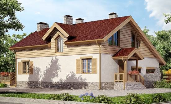 165-002-П Проект двухэтажного дома с мансардой, гараж, бюджетный коттедж из пеноблока Щигры | Проекты домов от House Expert
