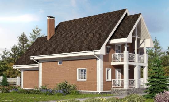 185-003-П Проект двухэтажного дома с мансардным этажом и гаражом, средний домик из бризолита Щигры | Проекты домов от House Expert