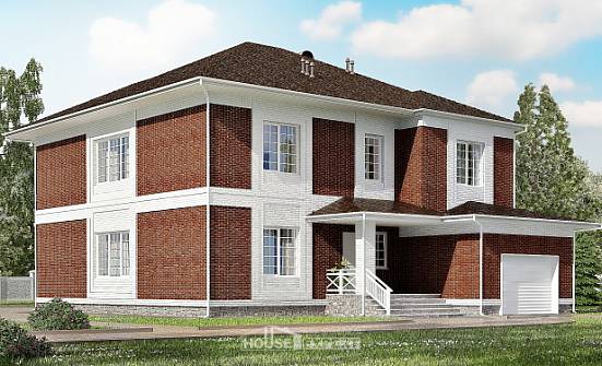 315-001-П Проект двухэтажного дома и гаражом, большой коттедж из кирпича Курск | Проекты домов от House Expert