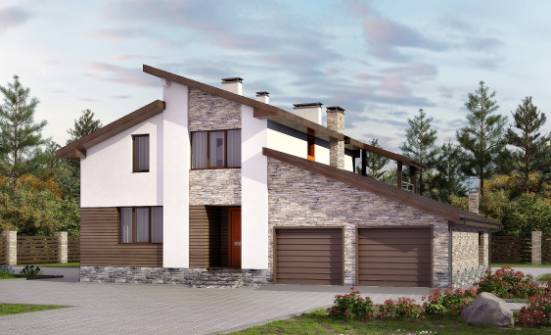240-004-П Проект двухэтажного дома с мансардным этажом и гаражом, современный дом из пеноблока Курск | Проекты домов от House Expert