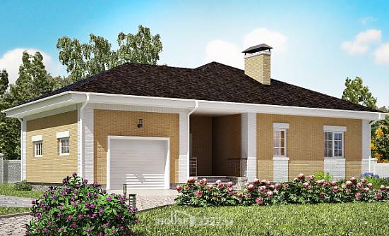 130-002-Л Проект одноэтажного дома, гараж, небольшой коттедж из бризолита Щигры | Проекты домов от House Expert