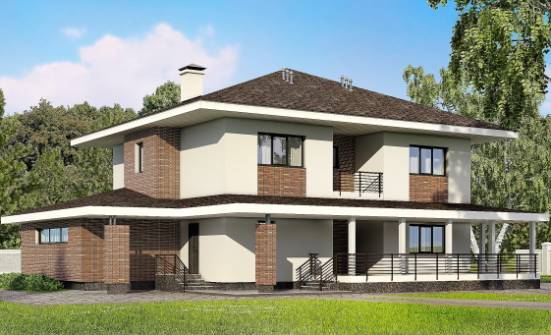 275-002-П Проект двухэтажного дома и гаражом, большой домик из кирпича Курск | Проекты домов от House Expert